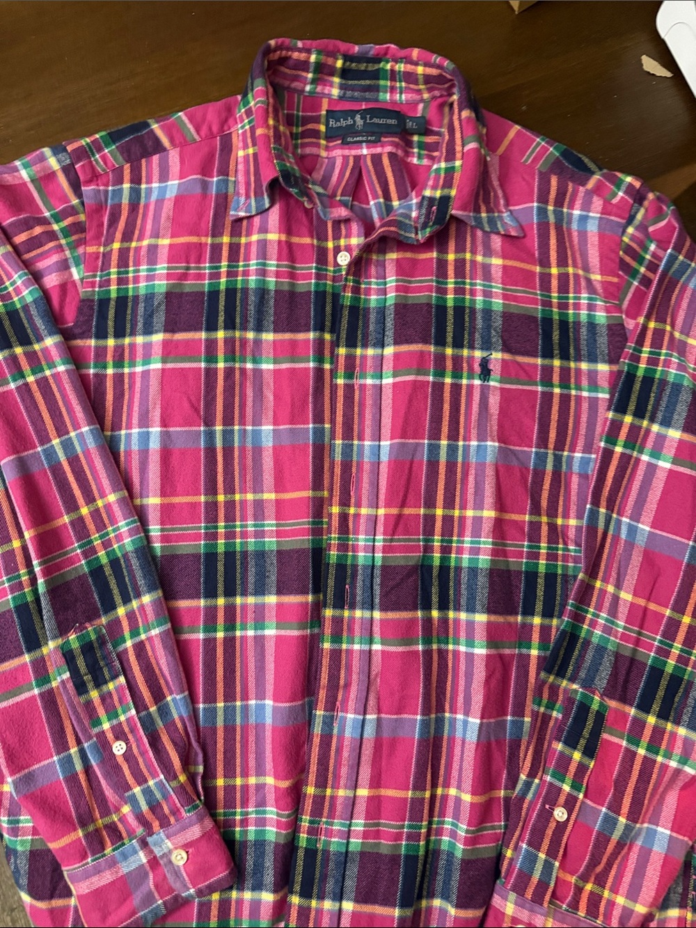 Ralph Lauren Men’s Pink Multicolor Plaid Button-Down Shirt
